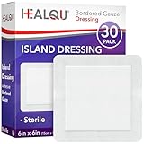 HEALQU Bordered Gauze Island Dressing - 30 Count, 6" x 6" Sterile Individually Wrapped Gauze Pads with Water-Resistant, Non-Woven Backing - Soft and Breathable Wound Dressing for First Aid and Medical