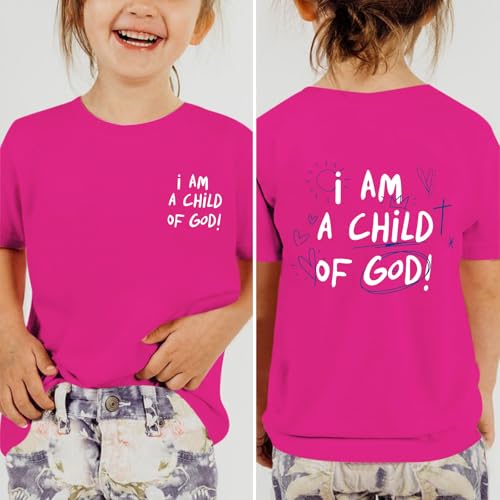 Image of KEEVICI Cute I Am A God of Child Shirt Girls Graphic Tees Christian T Shirts for Kids Jesus Religious Faith Cotton Summer Top