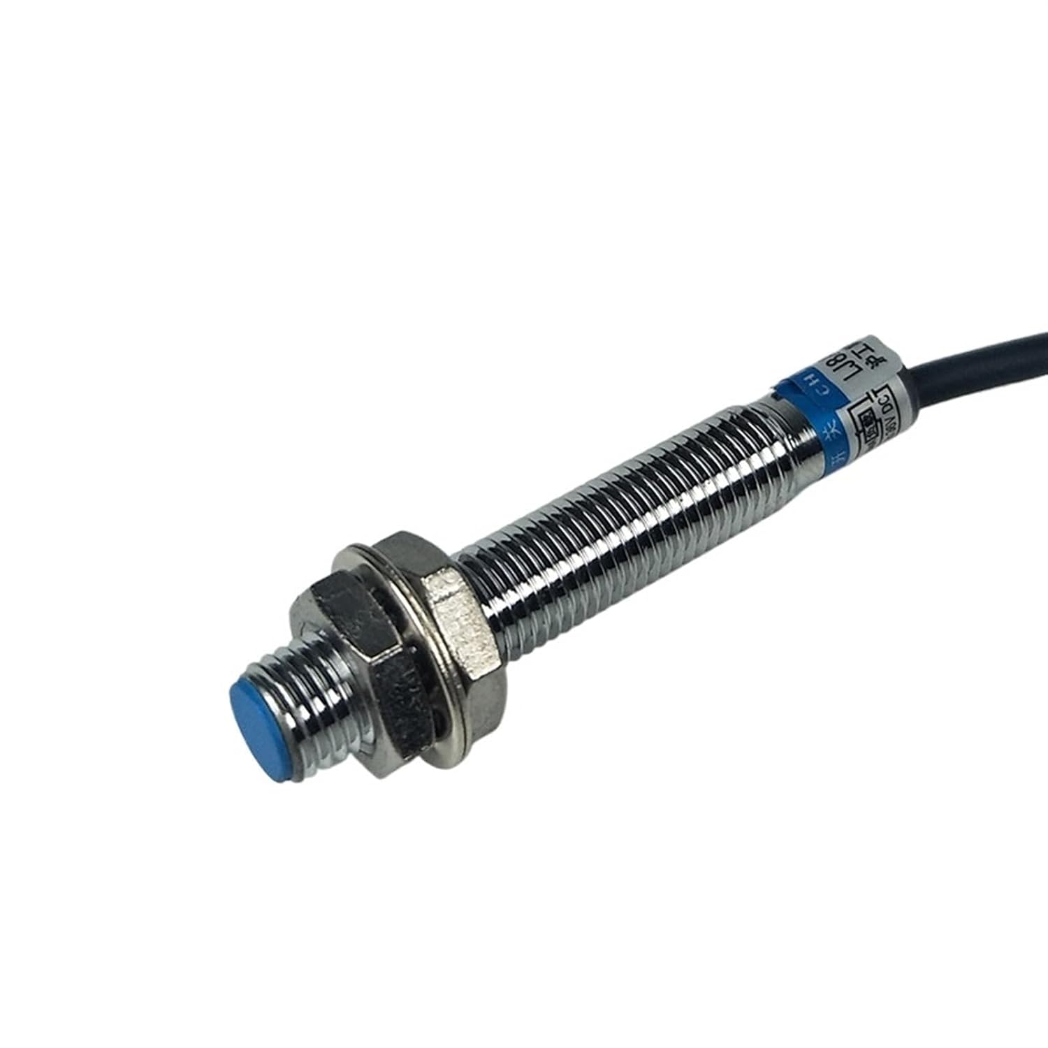 LJ8A3-1-Z/BX 1mm Tubular Shielded Inductive Proximity Sensor Switch 3Wires NPN NO DC 6-36V 300mA M8 Blue Head 1Pcs