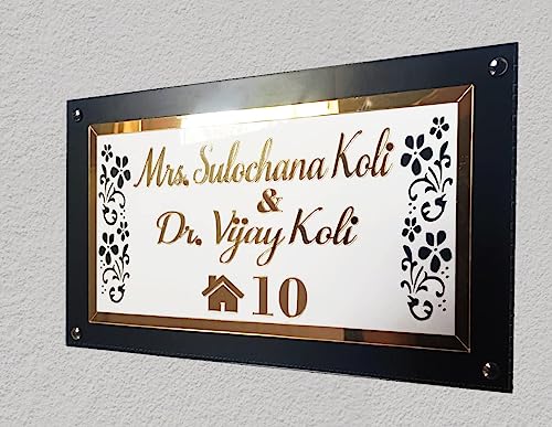 HOMEINDEED Name Plate for Flat/Home Laser Cut hanging name plate for home entrance size(40x25) cm with chrome screws (B0CV41V488) Amazon Price History, Amazon Price Tracker
