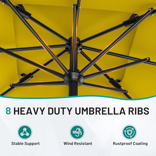 Image of AreShark 8'x10' 2 Tiers Rectangular Patio Umbrella - Outdoor Umbrella Waterproof UV Protection, Market Table Umbrella w /Crank for Pool, Backyard, Deck(Yellow)