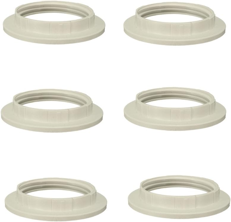 EFINEHOME Efine 6 Pack Socket Screw Bulbs Edison Retro Pendant Lamp Holder Trap Black Twist and Lock E26 E27 Socket Replacement Ring(White)