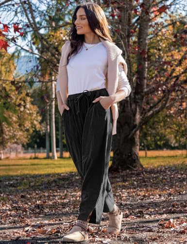 TARSE Womens Corduroy Harem Pants Casual Elastic Waist Wide Leg Pants Loose Fit Baggy Trousers with Pockets4