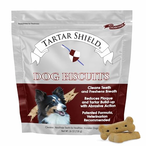 Tartar Shield Dental Dog Biscuits | Safe Daily Treats | Cookie Cleans Teeth & Gums Fresh Breath Natural Oral Health Support | Tasty Lean Chicken Flavor | USA Made