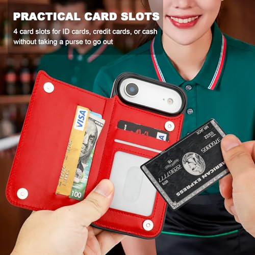 ONETOP for iPhone 17 Air Wallet Case with Credit Card Holder,Red by ONETOP - Used condition - Image 3