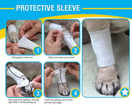 PawFlex Protective Sleeve Tubular Cover - Bandages - for Dogs Cats and Other Pets First Aid Wound Care Comfortable Non-Adhesive Breathable and Water Resistant 7 Strips (yields 14-21 Covers)- (Small) - Thumbnail 2