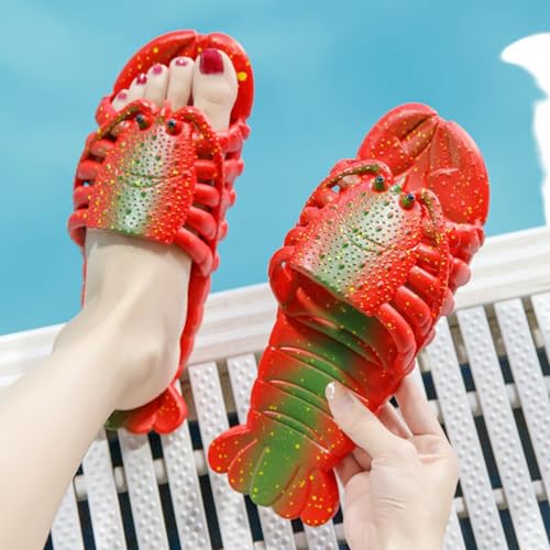 Image of JOYEAR Lobster Flip Flops - Slipper & Slide Pool Beach Shower Shoes in Deep Red