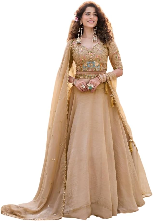 LV'S TRENDZ Wedding Special Designer Lehenga Choli with Dupatta | Heavy Moti Work Big Flair Bridal Gown Party Wear Set