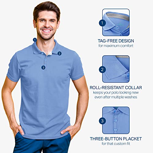 [3 Pack] Mio Marino Golf Polo Shirts for Men - Dry Fit - Ultra-Light Fabric2