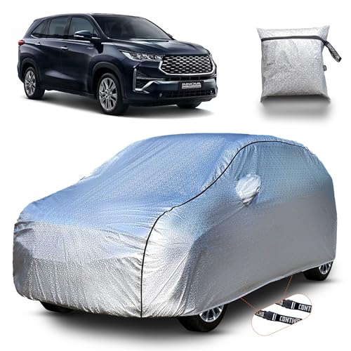 Image of Continental [SilverGuard] Dual Belts Extra Protection Innova Hycross Car Cover (2022-2026) Build with Triple Stitched, Waterproof & Dustproof Car Cover for Hycross (Metallic Silver).