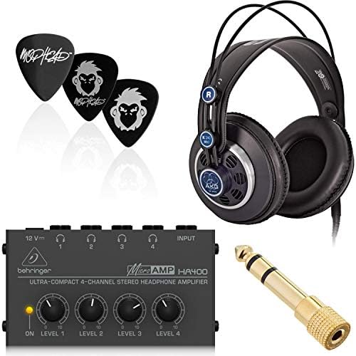AKG K240 MKII Professional Semi-Open Stereo Headphones Bundle with Behringer HA400 Ultra-Compact 4-Channel Stereo Headphone Amplifier and Accessories (3 Items)