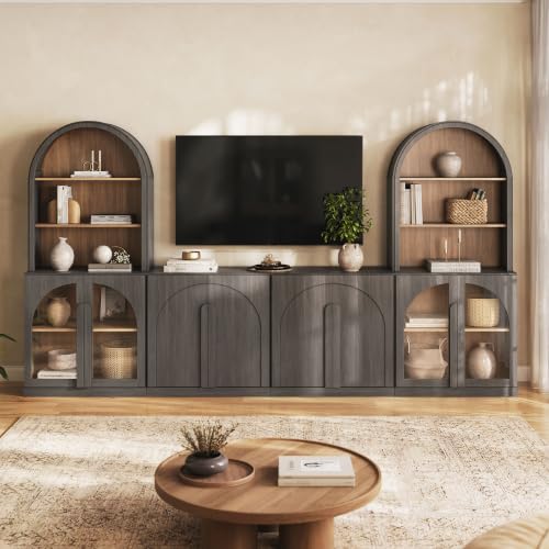 Image of BELLEZE Bijou 126 inch Wall Unit 6-Piece Modular TV Stand - Ebony
