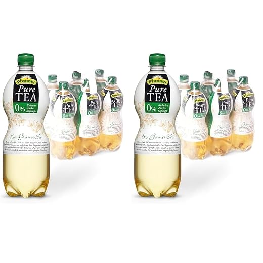 Pfanner Pure Tea Grüner Tee (6 x 1 l) – Eistee ohne Zucker und ohne Süßstoffe - Bio Tee mit Zitronensaft – im Vorratspack (Packung mit 12)