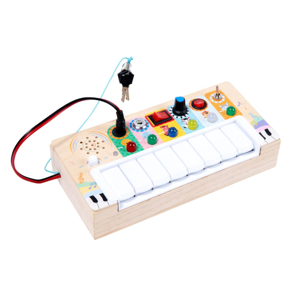 Abaodam Juguete Electrónico Musical para Niños de Madera Color Caqui, Portátil y Seguro para Interiores, Adecuado para Aprender Música y Desarrollo Infantil