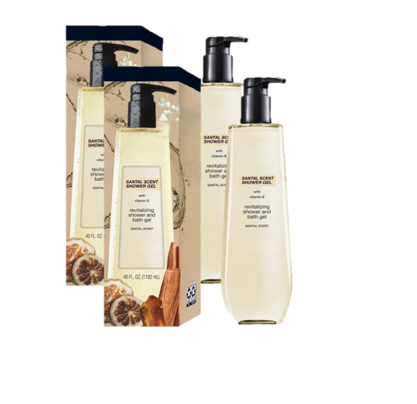 Santal Scent Refreshing Shower Gel 40 oz Moisturizing Body Wash with Rich Lather Clean-Rinsing Formula Gentle Daily Cleanser