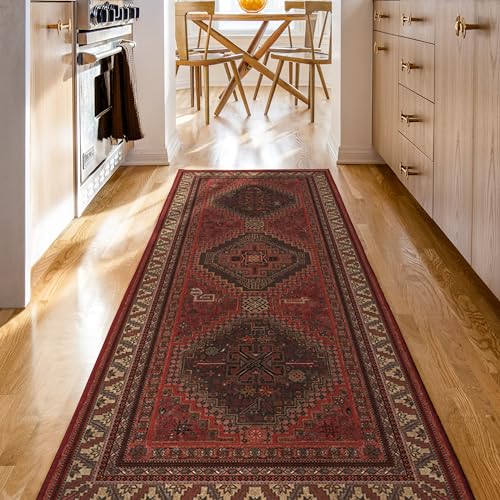 RUGGABLE Washable Runner Rug in Scarlet Red