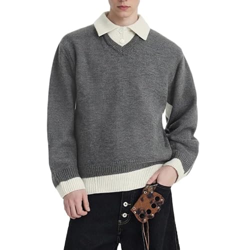 OHUEYRTBN Men's Vintage Old Money Style Long Sleeve Button Polo