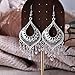 Teppdfann Silver Boho Chandelier Earrings – Intricate Silver Bohemian Earrings with Filigree and Tassel Earrings for Women Trendy