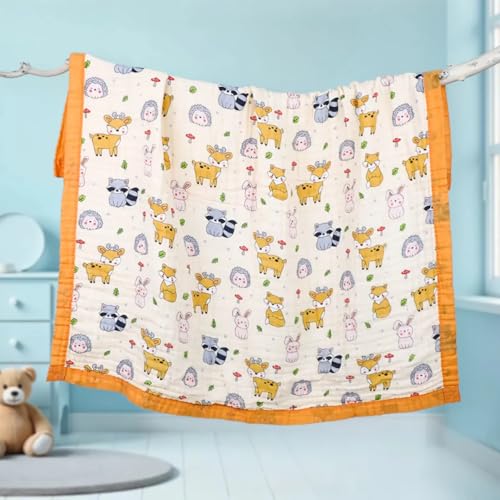 Image of Smile Baby-100-Organic-Muslin-6-Layer-Super-Soft Muslin Baby Blanket 100 * 110 CM 1 Pic Blanket