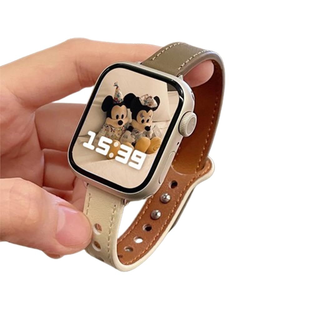 Soft And Breathable Leisure Leather Loop Strap Compatible with Apple Watch Bands 38MM 40MM 41MM, Women Adjustable Straps for IWatch Series SE 4/3/2/1