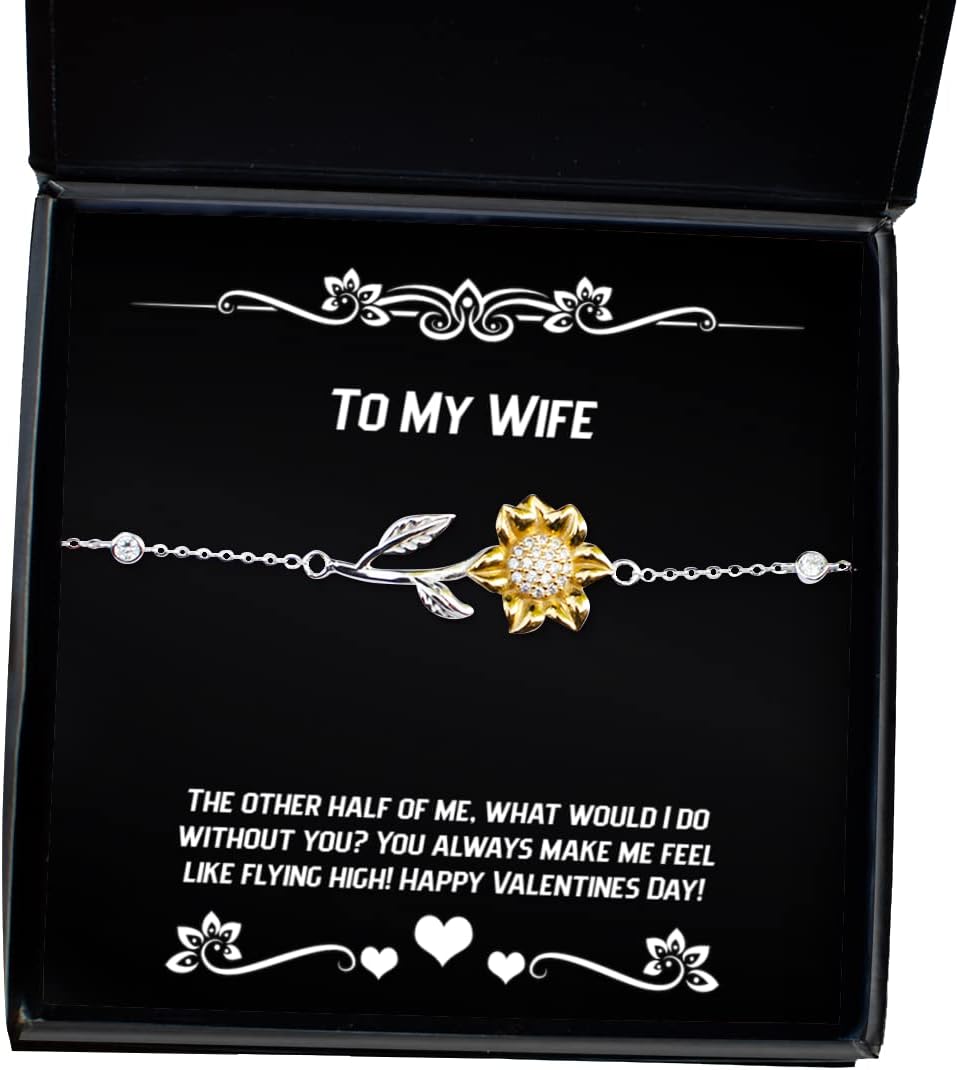 Epic Wife Sunflower Bracelet, The Other Half of me, What Would I do Without You You Always!!, Present for Wife, Cheap from Husband