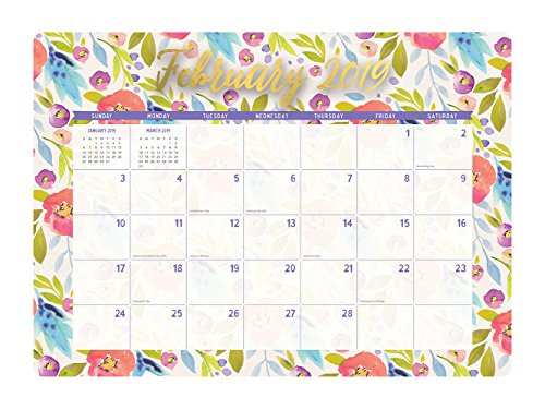 Orange Circle Studio 2019 Decorative Desk Blotter Calendar, August 2018 - December 2019, Bold Blossoms