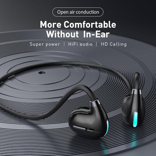 Image of Open Ear Air Conduction Wireless Bluetooth Headphones Lightweight Pain-Free Design with Active Noise Cancellation IPX4 Waterproof Clear Calls for Sports Work and Outdoor Activities-Black