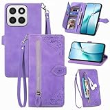 [Portefeuille élégant]: Conçu avec une fleur élégante en relief qui rend votre smartphone plus beau et glamour, combiné avec une béquille, des porte-cartes, un portefeuille, une fermeture magnétique, une pochette zippée et une dragonne, il est très pratique pour l'intérieur ou l'extérieur