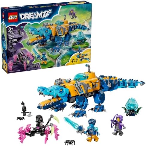 LEGO DREAMZzz Crocodile Submarine Building Toy for Boys & Girls - Pretend Play Set for Kids, Ages 8+, W/2 Build Options - Includes 3 Minifigures & Treasure Creature - Gift Idea for Birthdays - 71512