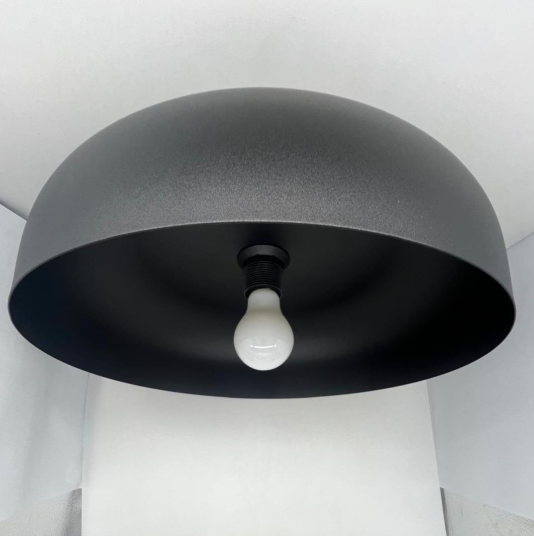 L+ Plafoniera LED da Soffitto in Metallo - Diametro 40cm - Attacco E27 Lampadina Esclusa - Made in Italy - Design Moderno per Cucina e Soggiorno (Nero)