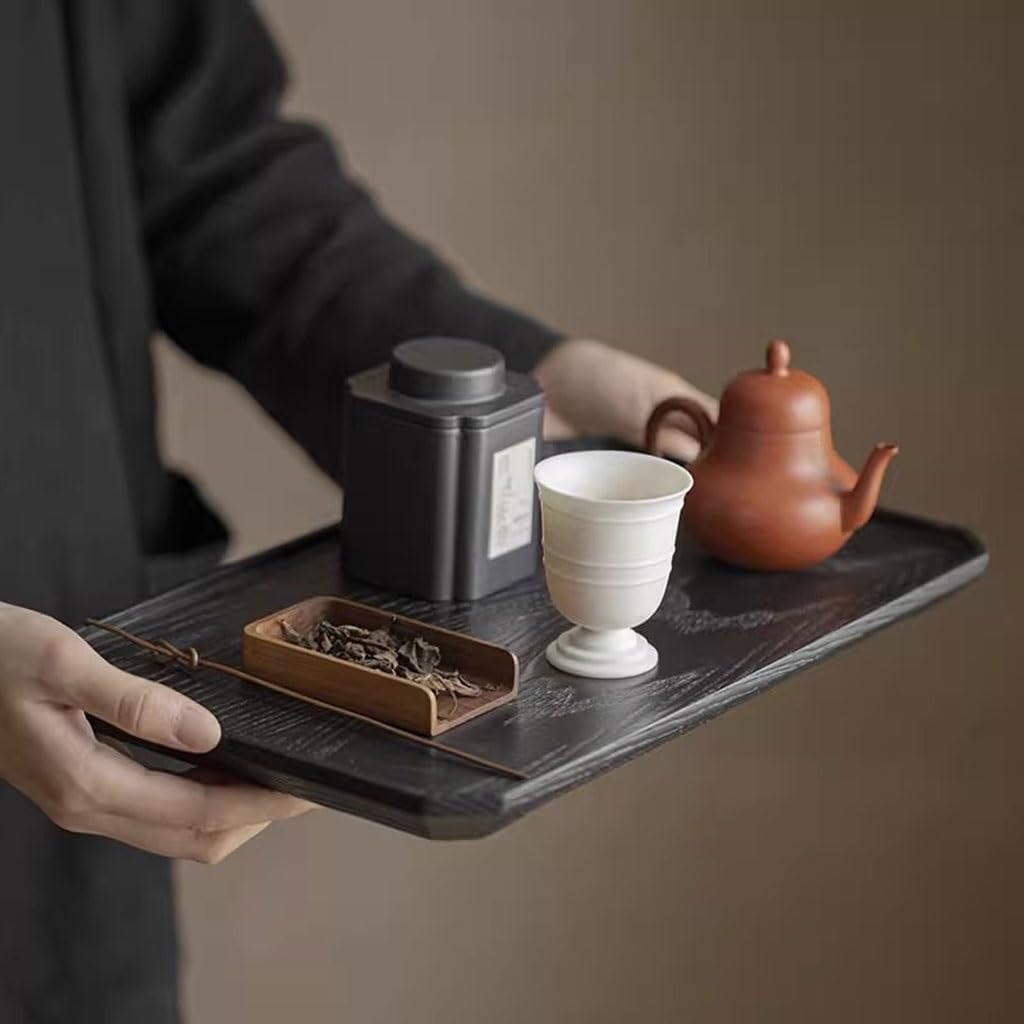 Bandejas Servir Comida Bandeja De Té Madera Maciza Negra Simple For Mesa Seca Doméstica Almacenamiento Mesa Cama