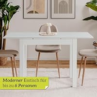 smart Esstisch 90 x 60 cm weiß, Küchentisch ausziehbar bis 130 cm, modern – Ansicht 3