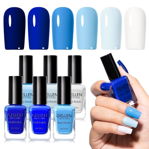 GELLEN Blue Nail Polish Summer Air Dry No UV Lamp Needed Toxin HEMA Free
