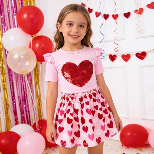 Image of Akyzic Little Girl Skirt Outfit Two Piece Spring Summer Outfit Butterfly Dress Cat Print Skirt Toddler Girl Outfit Set