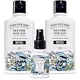 Poo-Pourri Before-You-Go Toilet Spray, Fresh Sea Salt, Refill Bottle 9 Fl Oz x2 and 1.4 Fl Oz Spray- Sea Salt Bergamot and Eucalyptus
