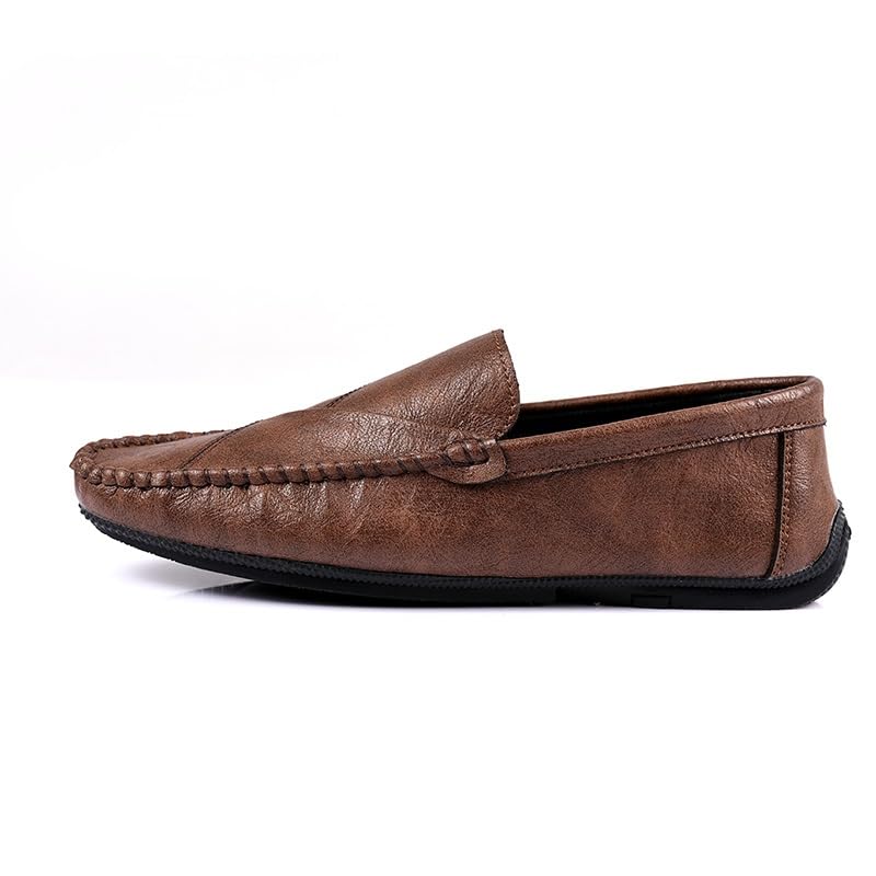 Men's Loafers Round Toe Vegan Leather Driving Style Loafer Flexible Flat Heel Anti-Slip Casual Prom Slip-ons2