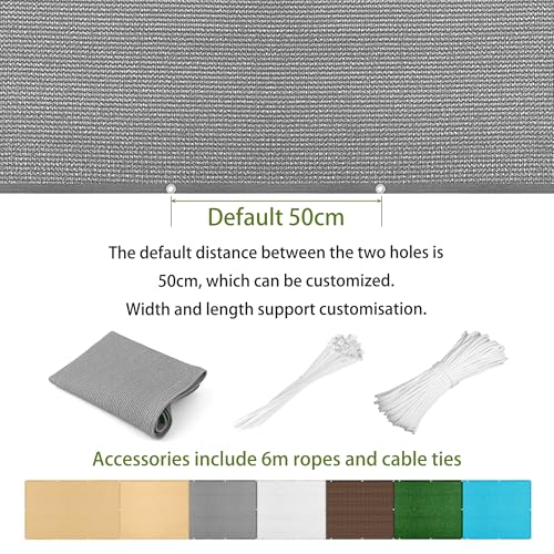 Filet d'ombrage de jardin résistant vent et pluie 3.4x4m gris - 8