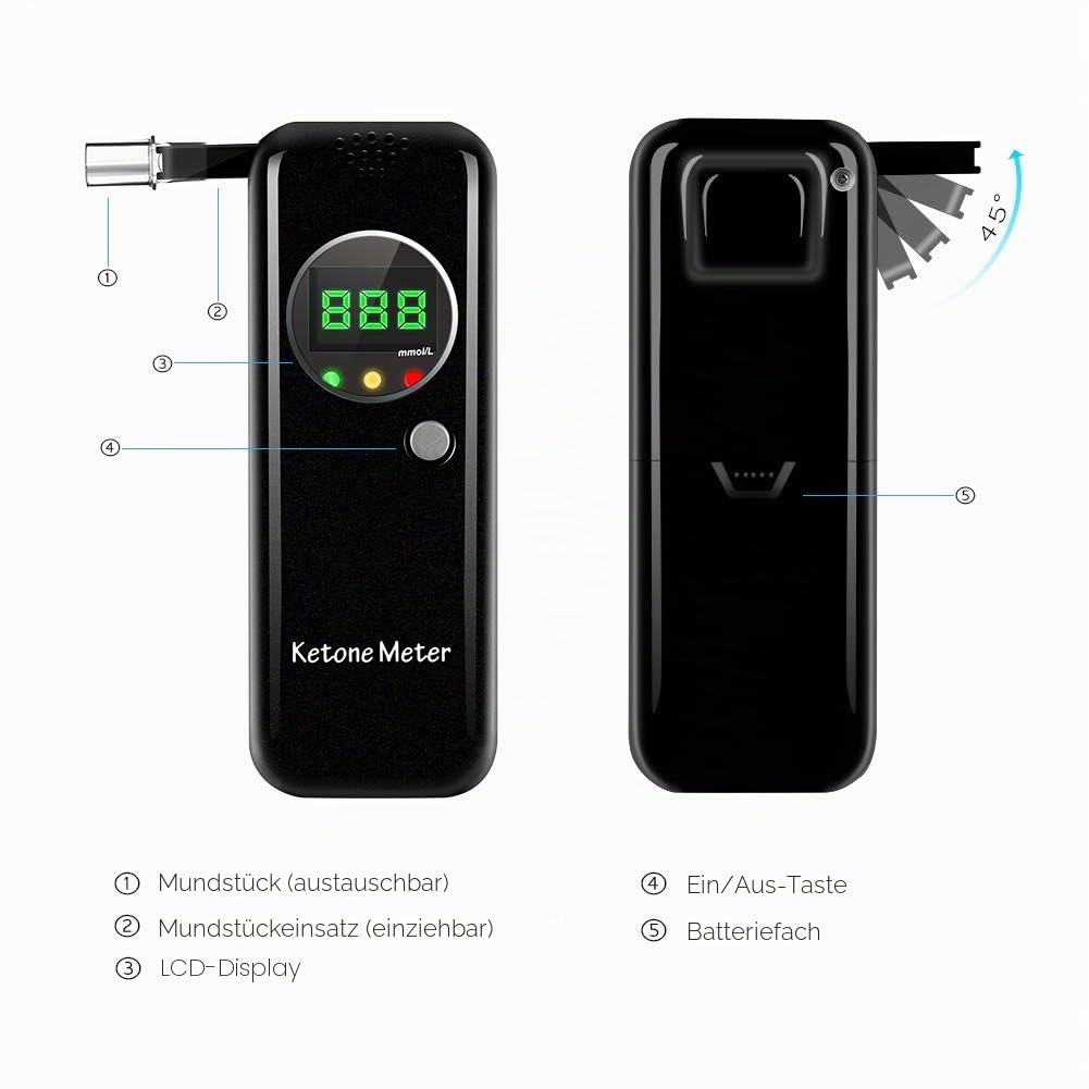 Ketone Atemanalysator, Ketonmessgerät mit 3 LED-Anzeigen für ketogene Diättests