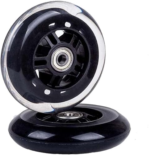 Miniatura 15 de LOTOWELZON 2 ruedas de repuesto para maletas de equipaje, 50/64/70/75/84/3.543 in ruedas de goma en línea con kits de reparación de rodamientos Negro