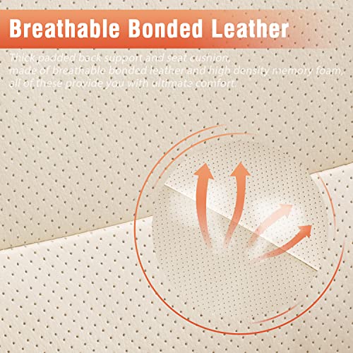 Big And Tall 400Lbs Office Chair - Adjustable Lumbar Support Heavy Duty Metal Base Quiet Rubber Wheels High Back Large Executive Computer Desk Swivel Chair, Ergonomic Design For Back Pain, Beige #TOP4