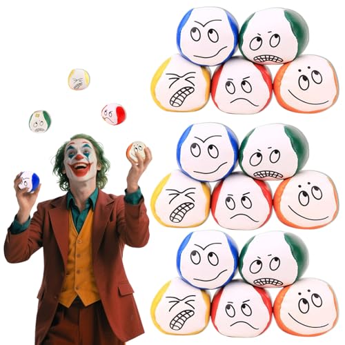 LEOINAER 15 Stück Jonglierball Set mit Emoji-Motiv – Für Erwachsene zur Förderung von Koordination & Geschicklichkeit
