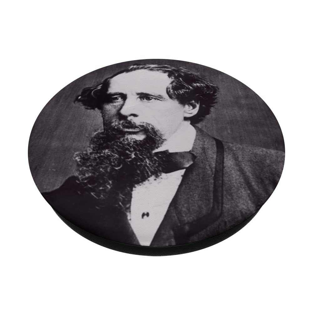 Funny Charles Dickens Gift, English Literature Light Reading PopSockets Swappable PopGrip, Black - Image 2