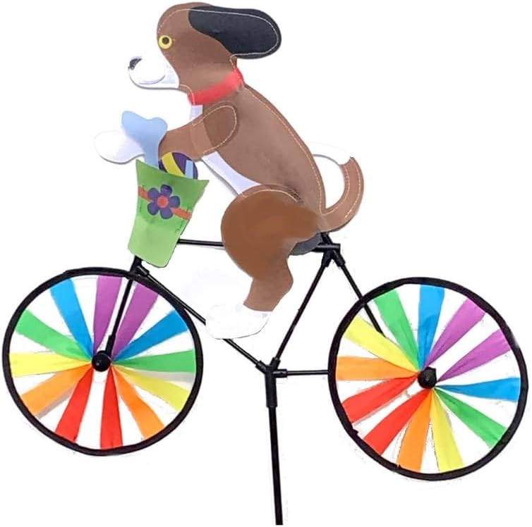 Brown Dog on Bicycle Wind Spinner by GreatProductz