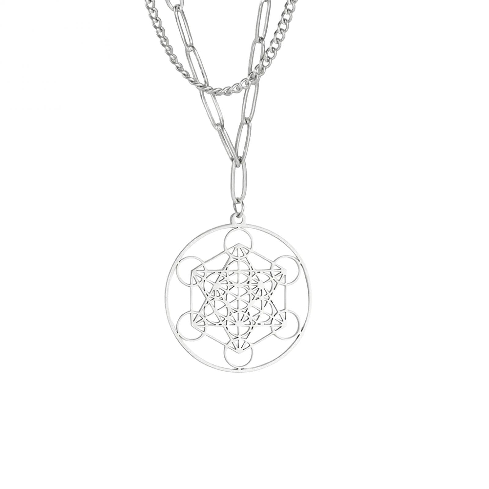 Collier Cube de Métatron en médaille de protection spirituelle sacrée - 3