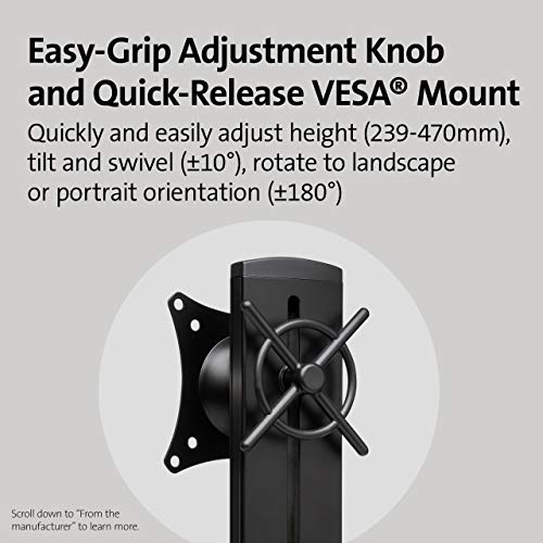 Image of Kensington Single Monitor Desk Mount, C-clamp Vesa Stand Fits up to 32 inch Ultrawide Samsung LG , Low Profile Vertical Mount, Height Adjustable Free Standing Arm,K55512WW Black