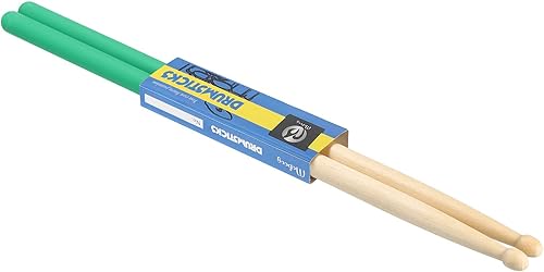 PATIKIL Bastón de madera de arce antideslizante con mango para tambor, envoltura 7A, verde, 1 par para percusión de instrumentos musicales