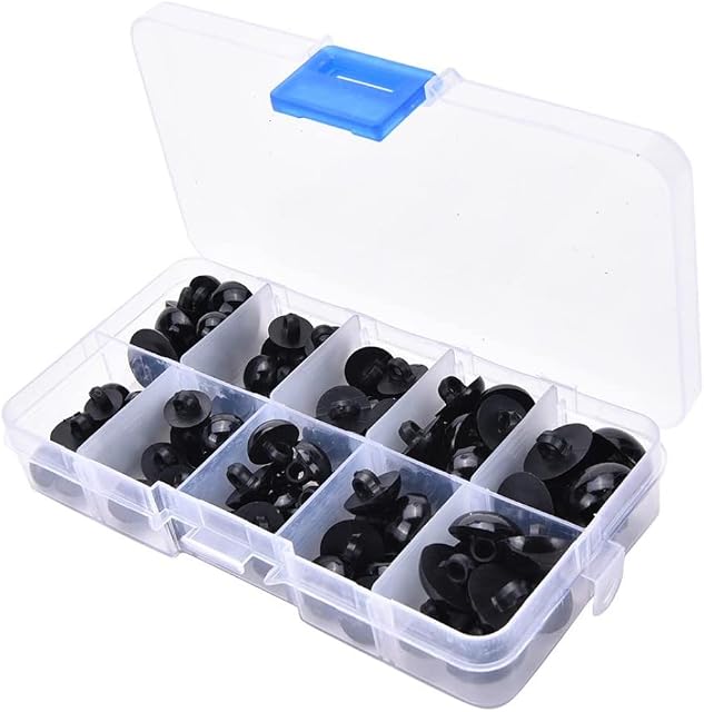 100PCS Black Mushroom Shank Buttons Plastic Half Ball Sewing Doll Eyes DIY Animal Toy Eyes