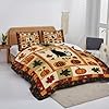 Amazon.com: Vintage Autumn Quilt Maple Leaf Patchwork Bedding | Retro ...