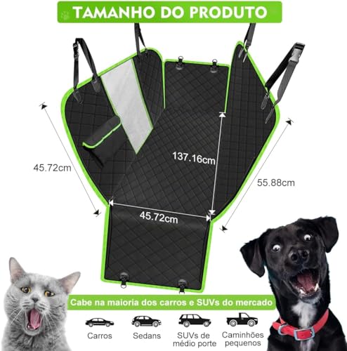 Capa Protetora Banco Traseiro Carro, Transporte PET, Cães até 45kg, Impermeável, Antiderrapante, Seg
