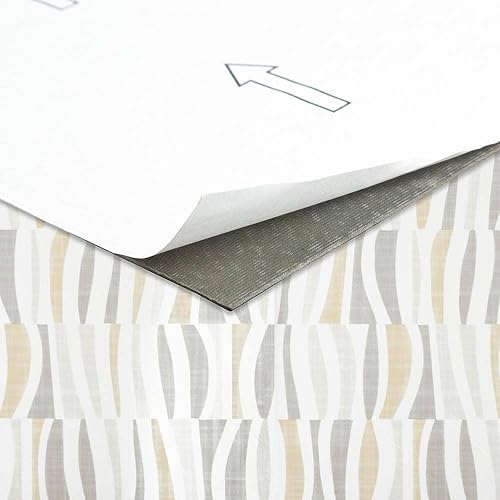 Miniatura 4 de Achim Home Decor - Azulejos de vinilo autoadhesivos retro de 12 pulgadas 20 azulejos 12 x 12 pulgadas patrón de ondas de lino despegar y pegar suelo